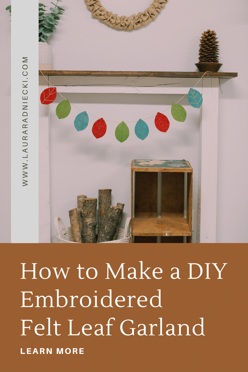 How to make a DIY embroidered felt leaf garland