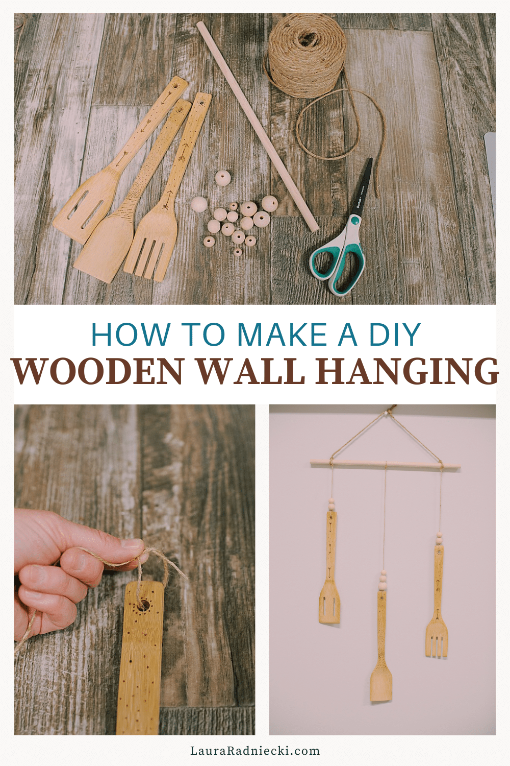 How to make a DIY woodburned wall hanging using wooden kitchen utensils