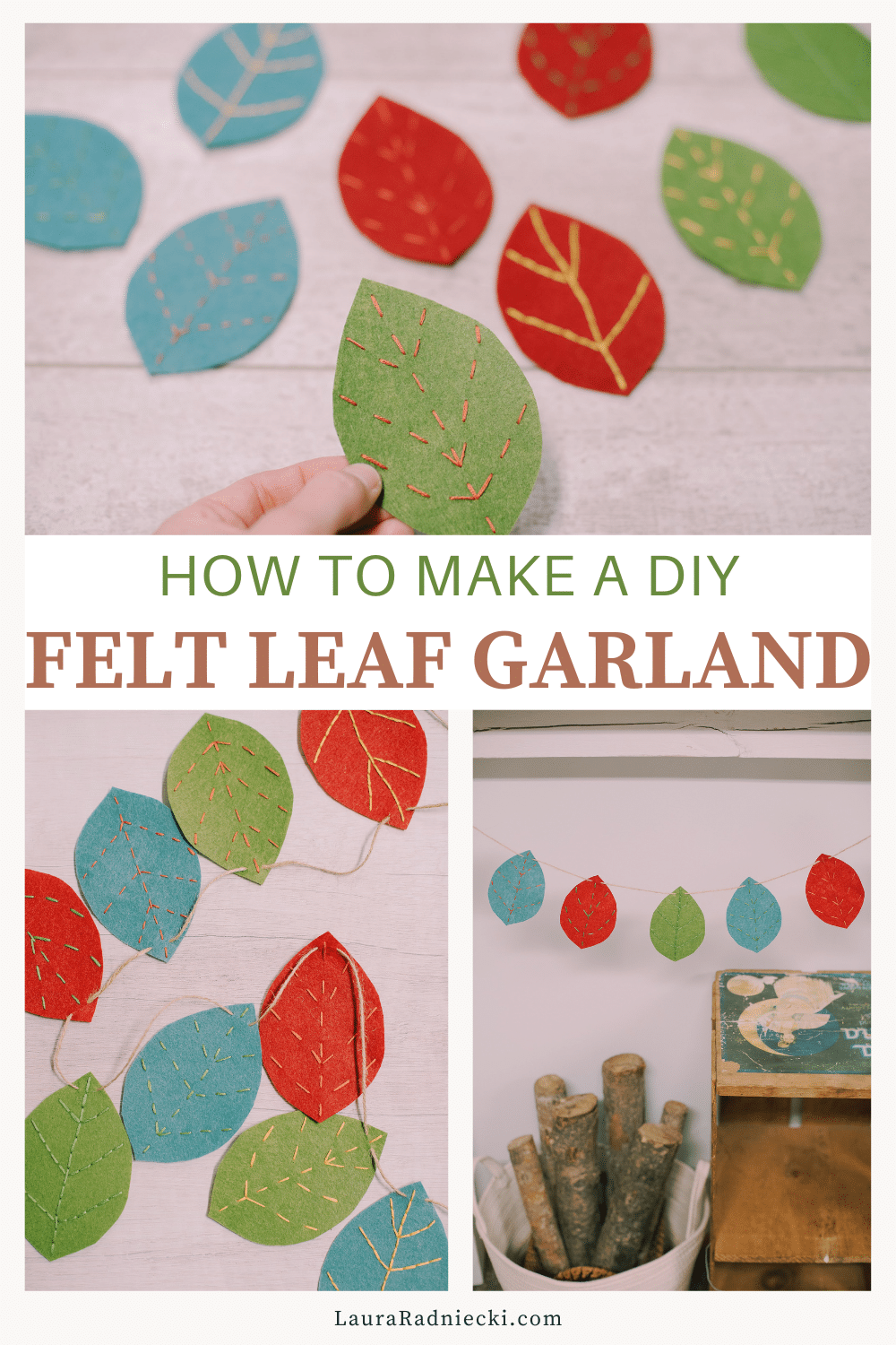 How to Make an Embroidered Felt Leaf Garland