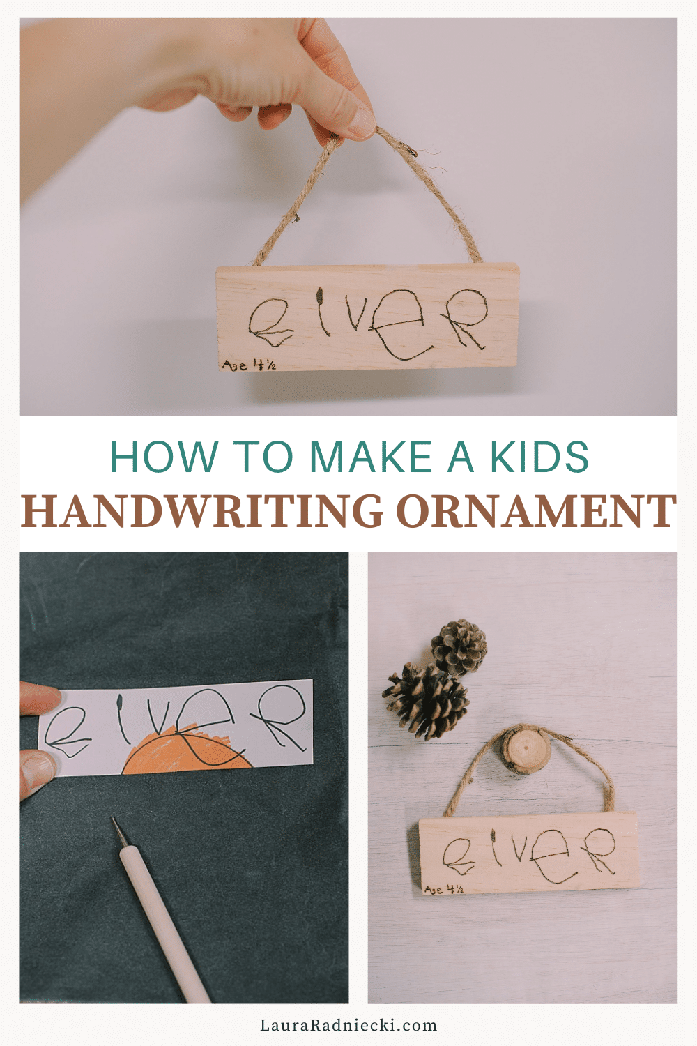 How to Make a Woodburned Kids\' Handwriting Ornament