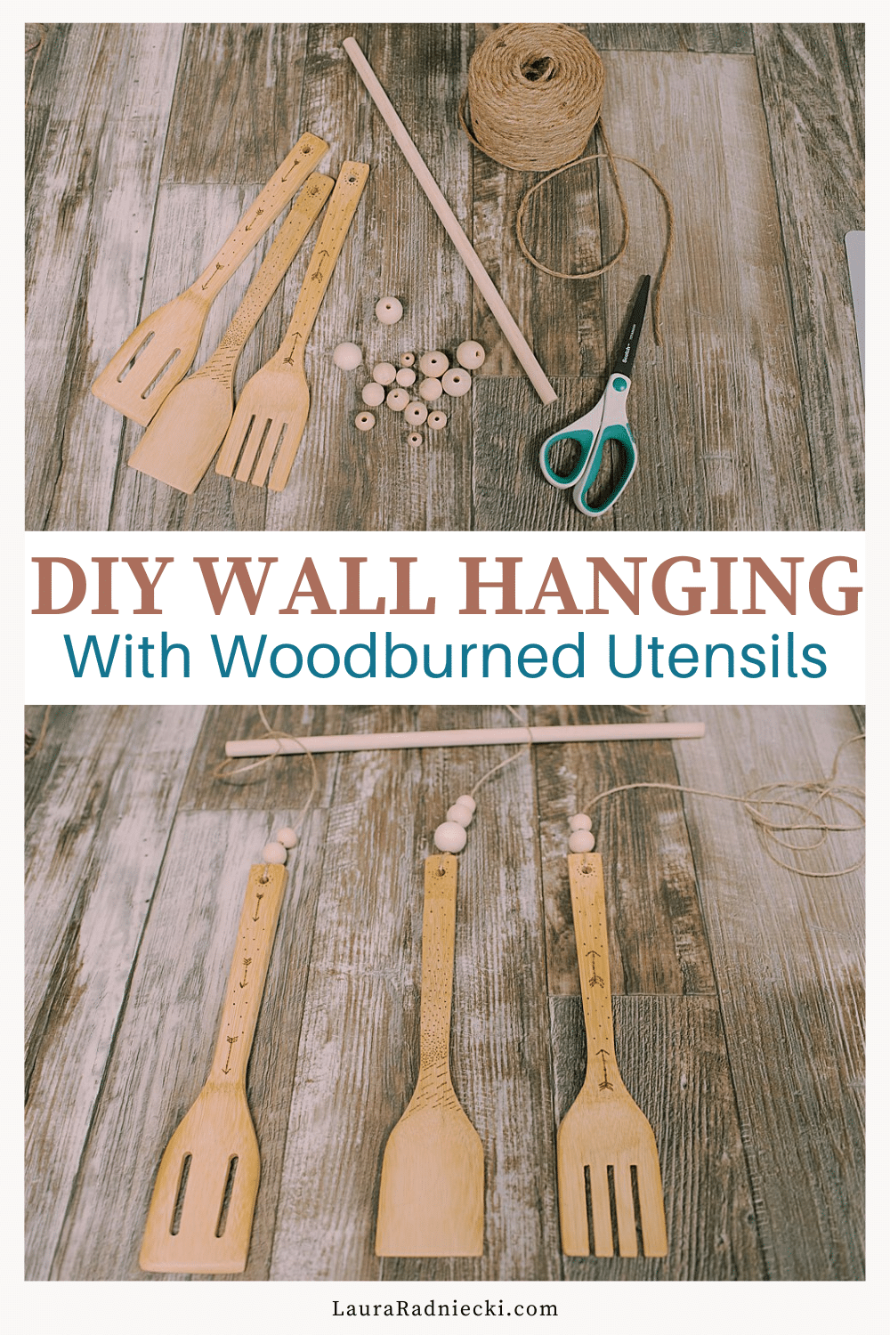 DIY Woodburned Wooden Utensil Wall Hanging