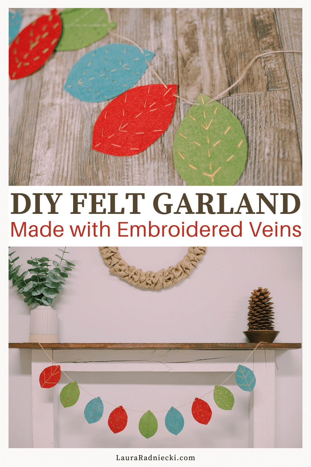 How to Make an Embroidered Felt Leaf Garland
