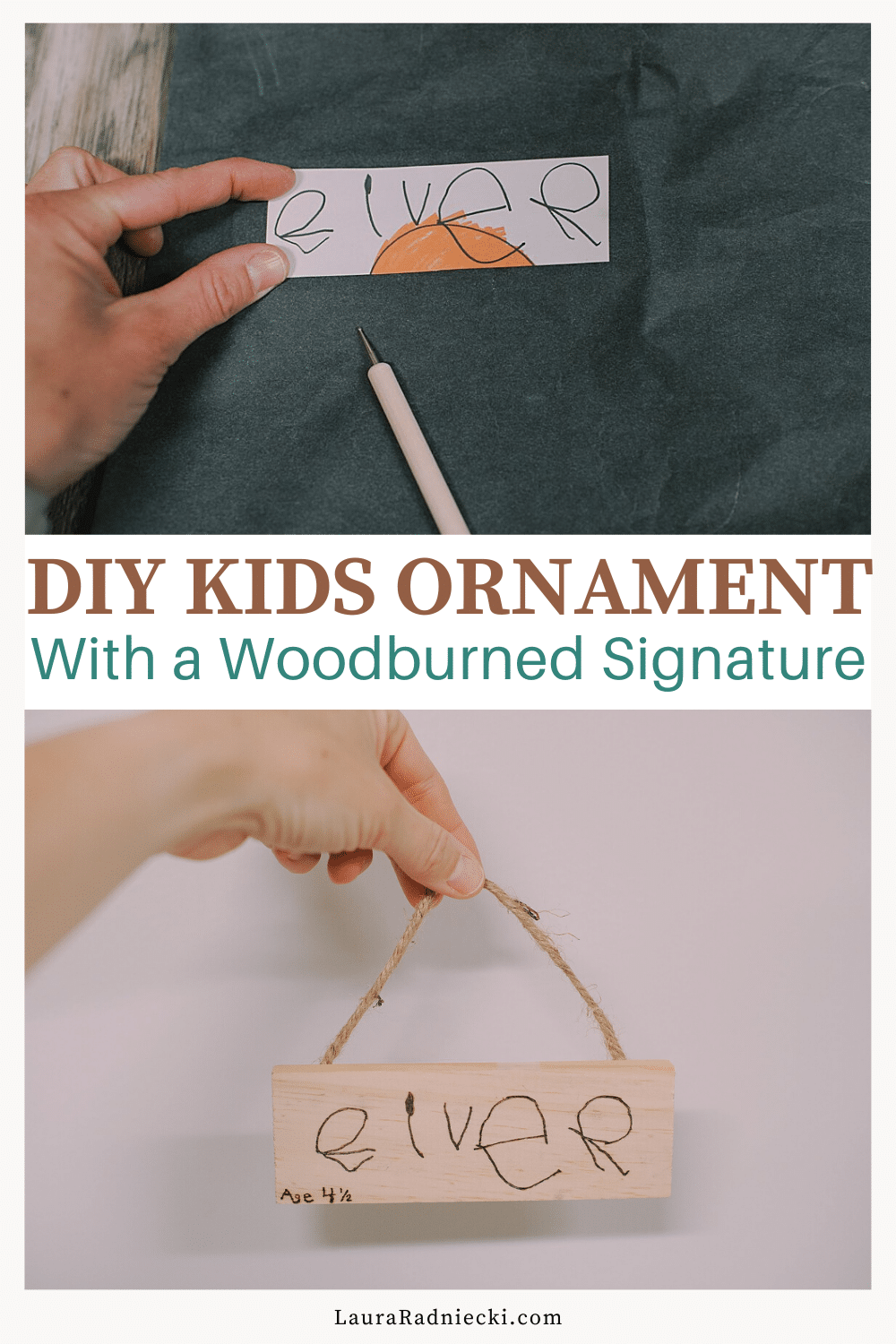 How to Make a Woodburned Kids\' Handwriting Ornament