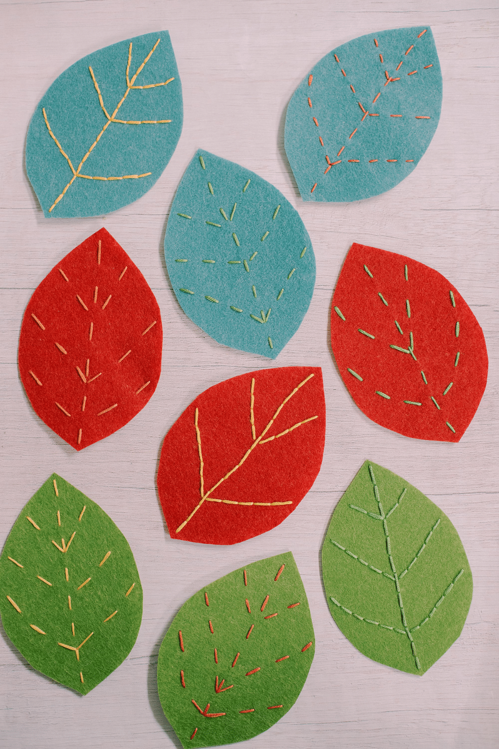 How to Make Embroidered Felt Leaves