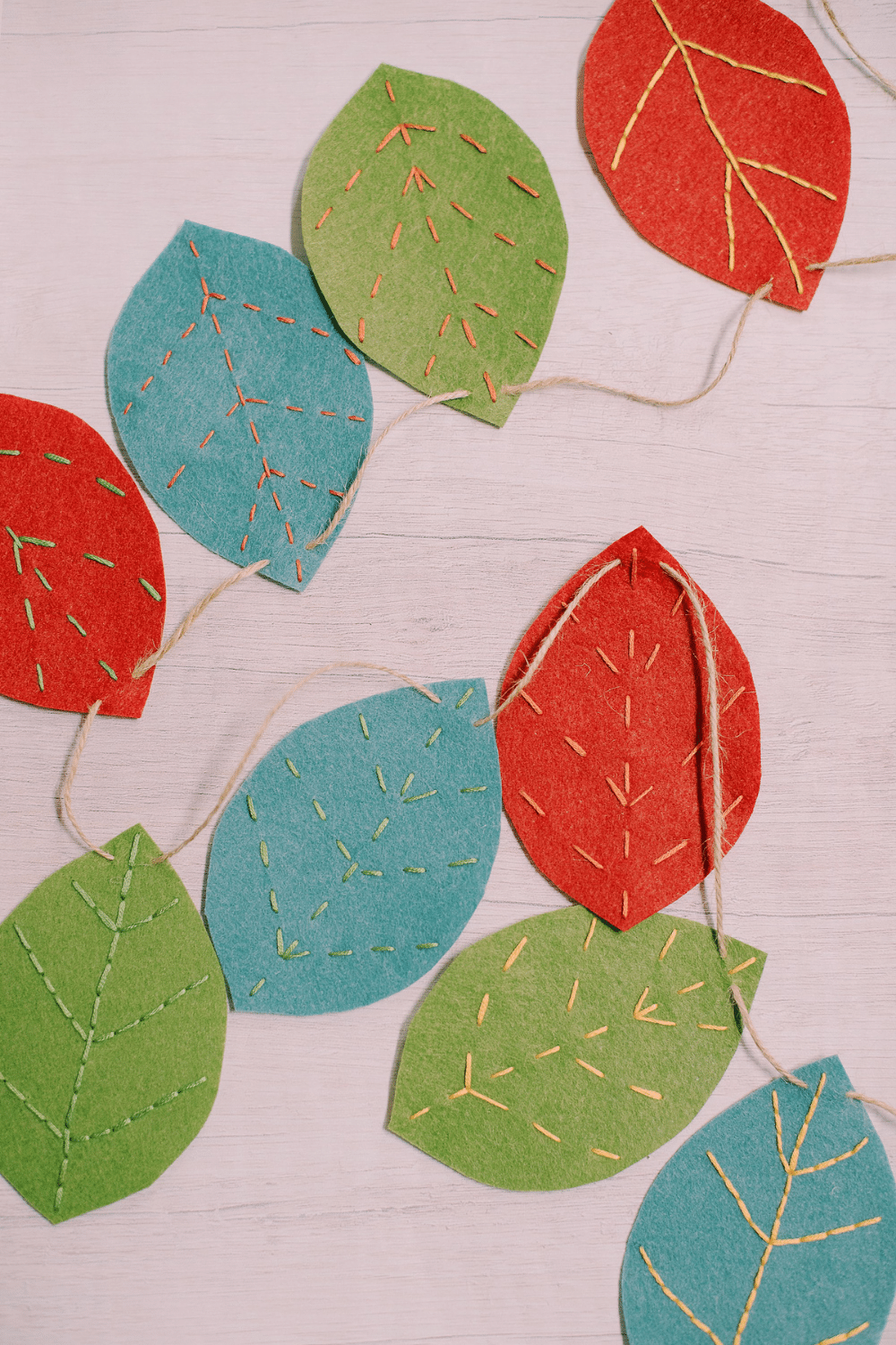 How to Make an Embroidered Felt Leaf Garland