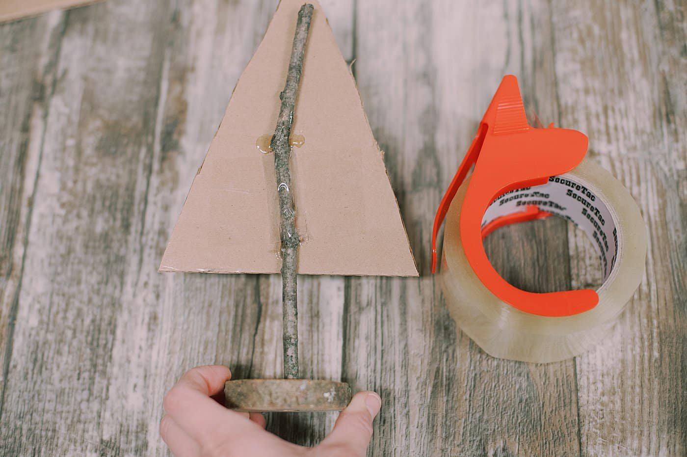 hot glue stick to the triangle shape for the tree