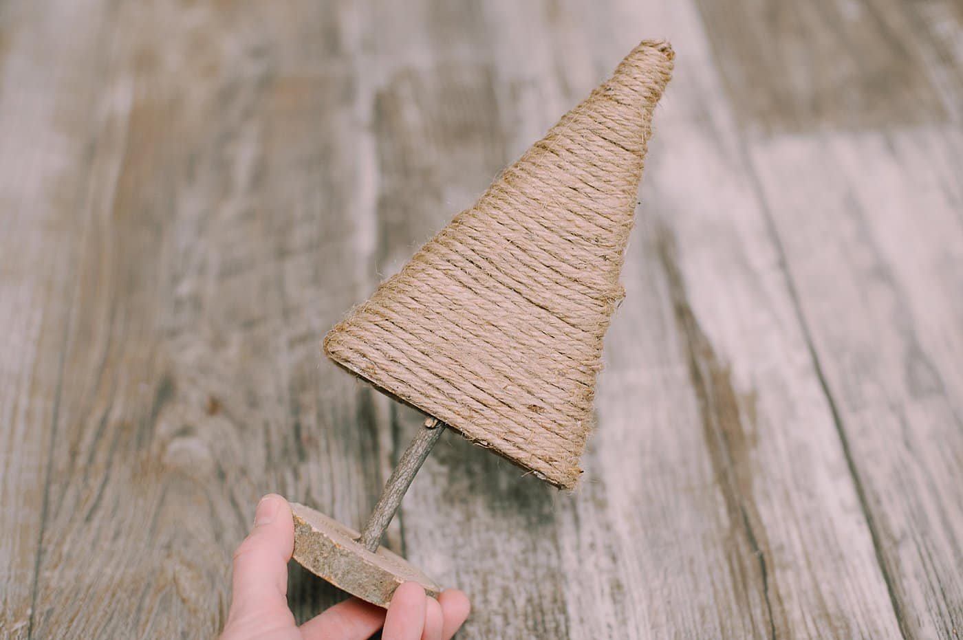 tuck in the string at the top of the cardboard tree