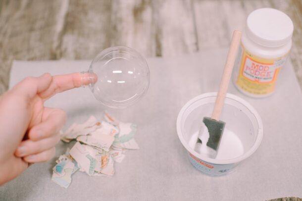 How to Make a Mod Podge Book Page Christmas Ball Ornament