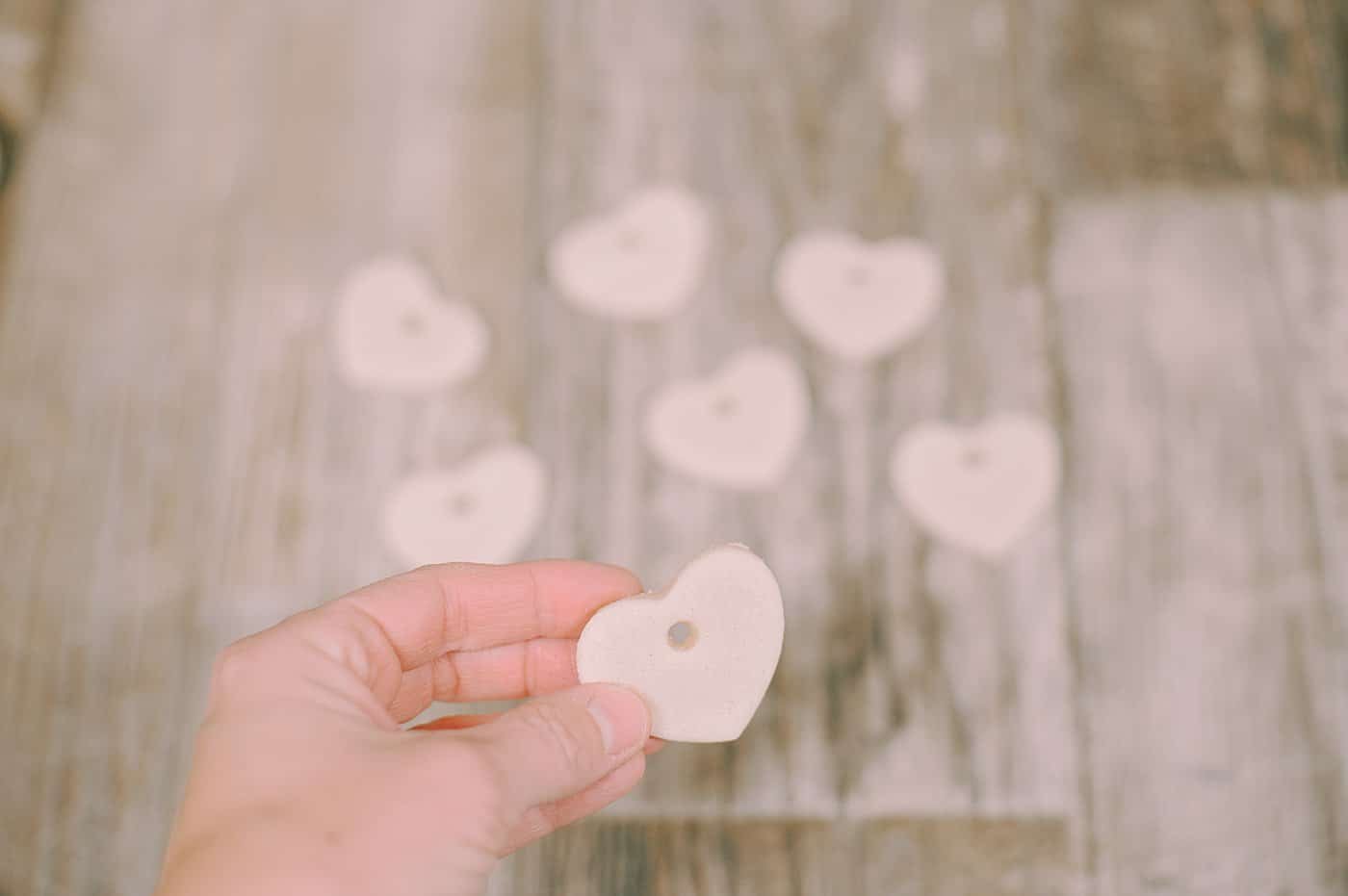 Heart shaped salt dough valentines hearts.