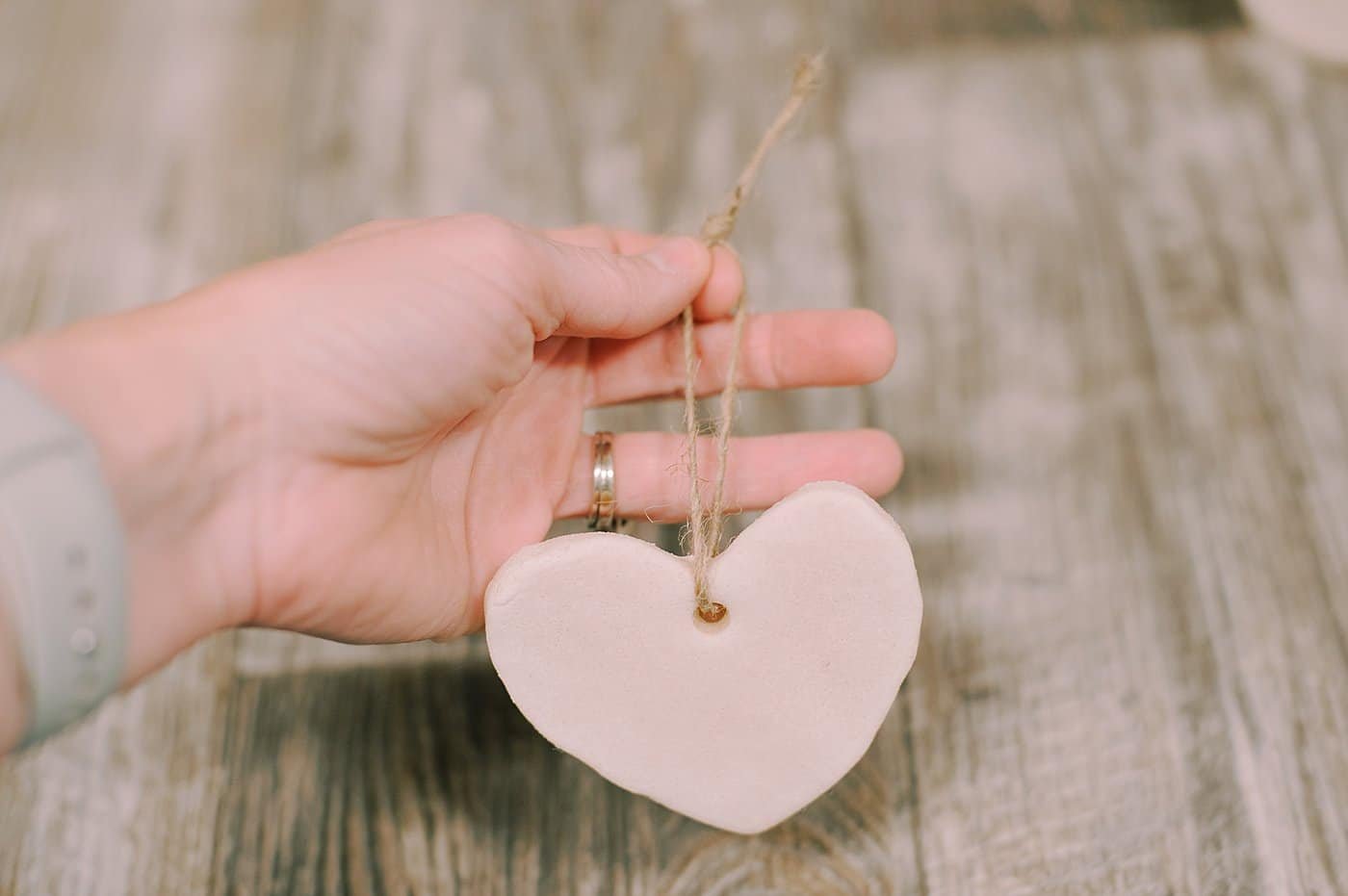 Valentines day ornament made out of salt dough.