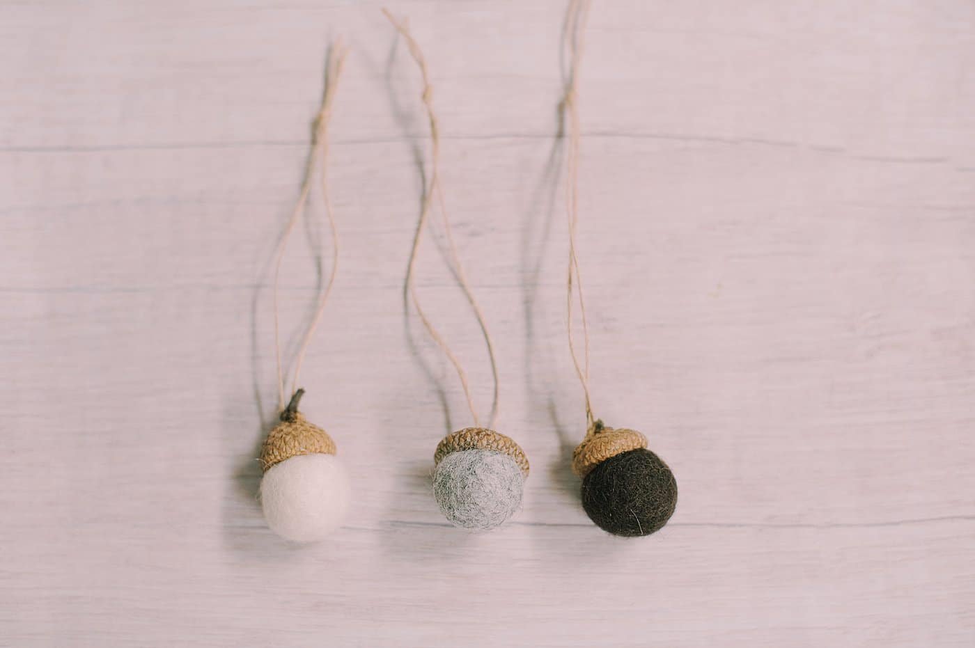 DIY acorn felt ball ornament.