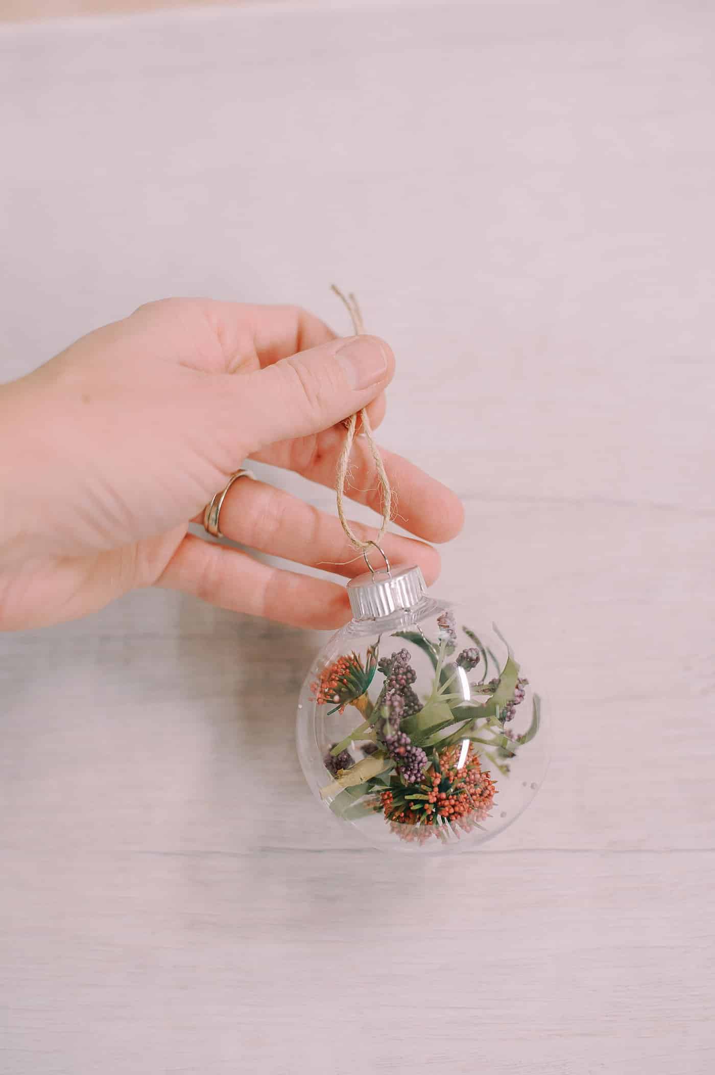 How to Make a Faux Flower Glass Ball Ornament.