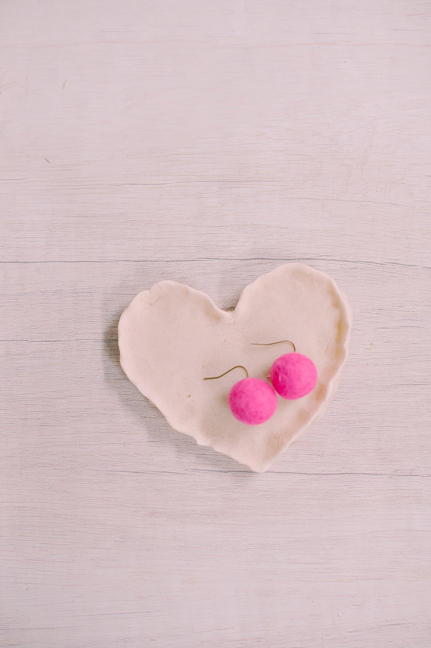 Heart shaped salt dough jewelry dish.