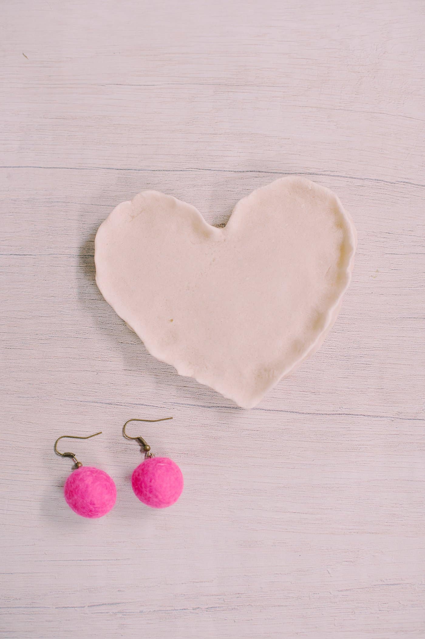 Heart shaped salt dough jewelry dish.