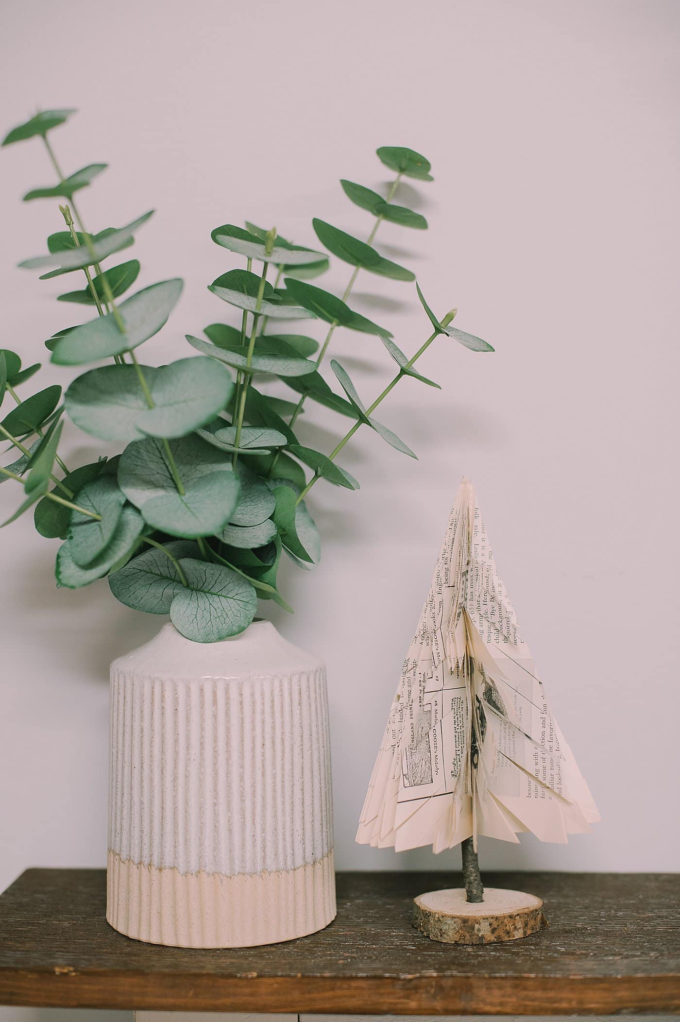 DIY trees make with book pages.