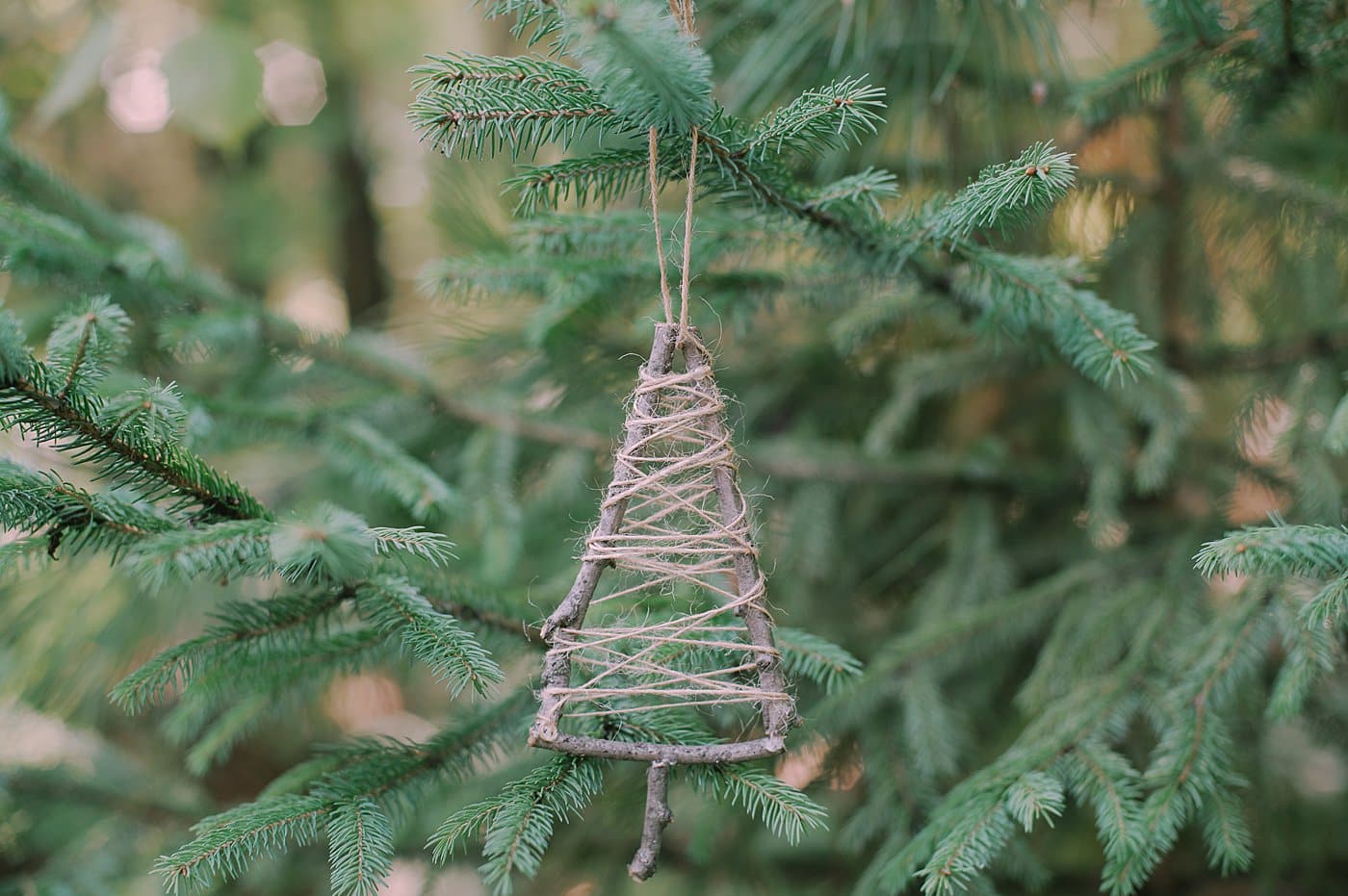 How to Make a Twine-Wrapped Stick Tree Ornament.