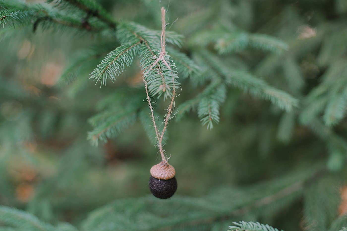 How to make acorn ornaments using acorn caps and felt balls.