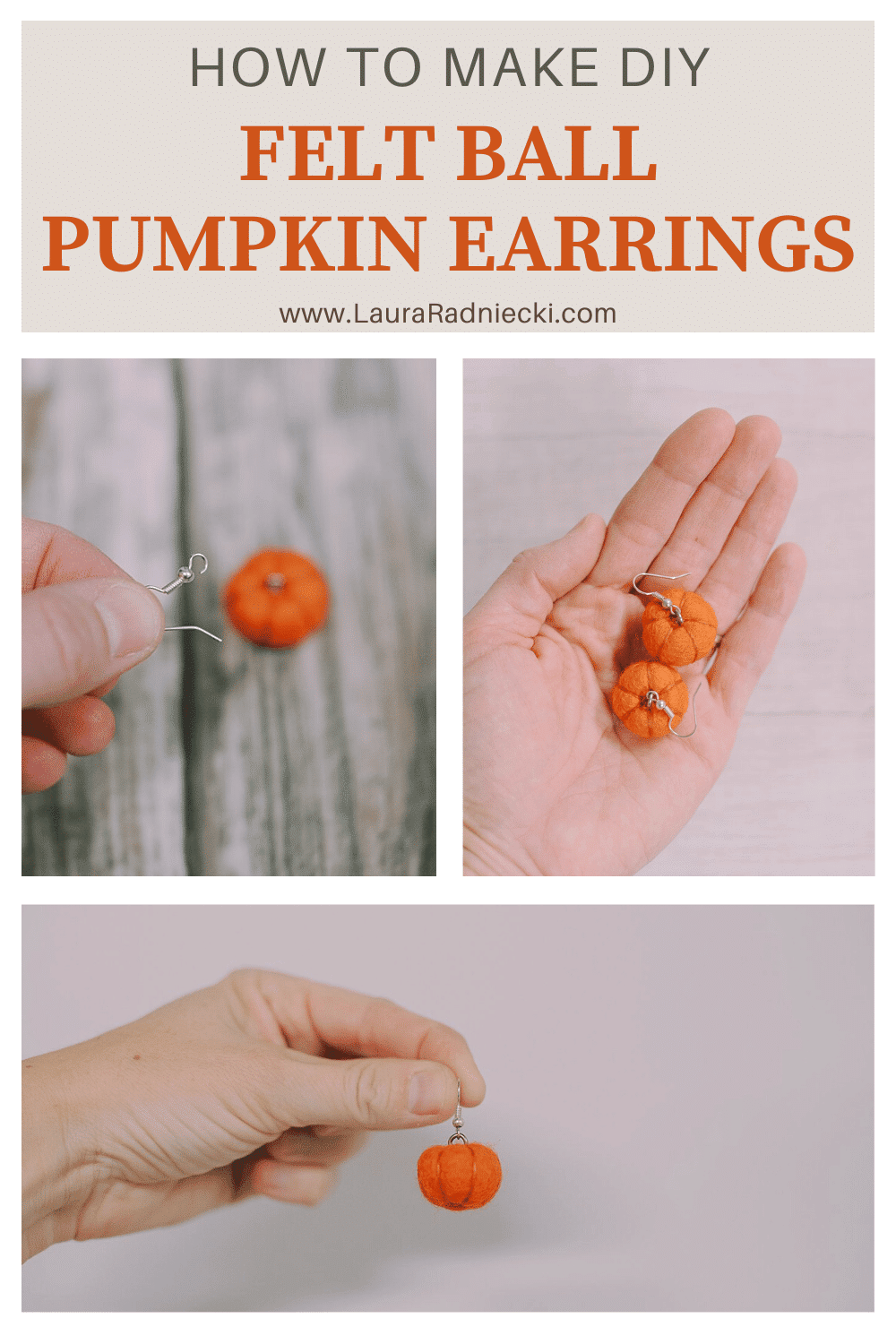 How to Make Felt Ball Pumpkin Earrings