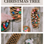 How to make a DIY giant pinecone Christmas tree using a giant pinecone and pom poms.