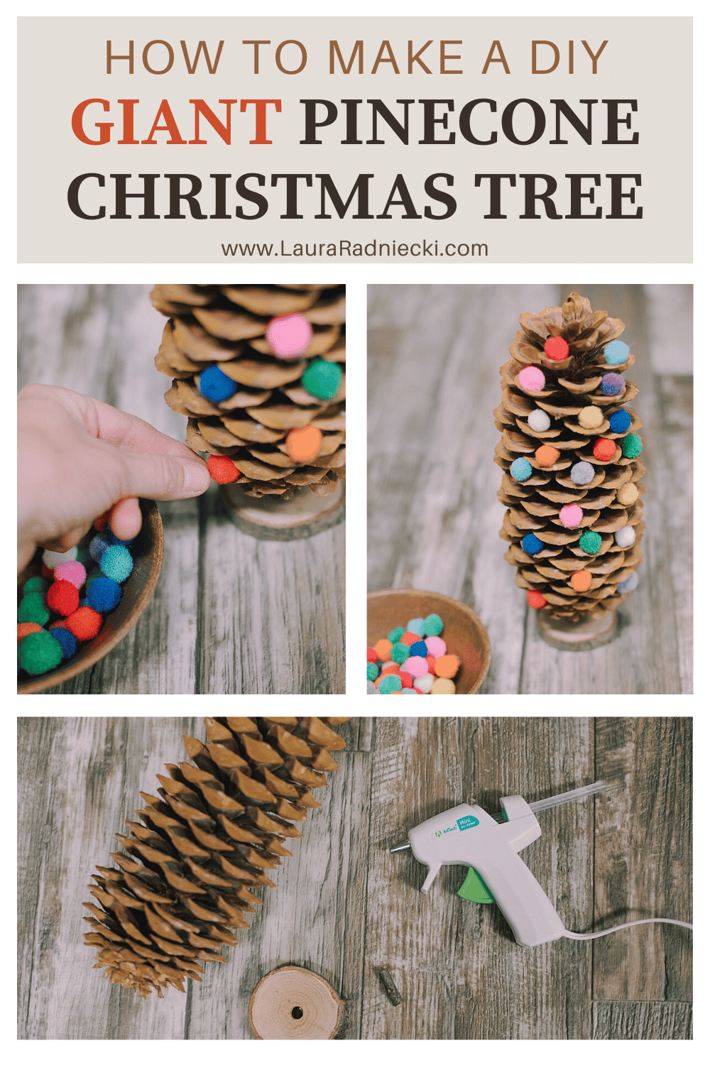 DIY Giant Pinecone Christmas Tree with Pompoms