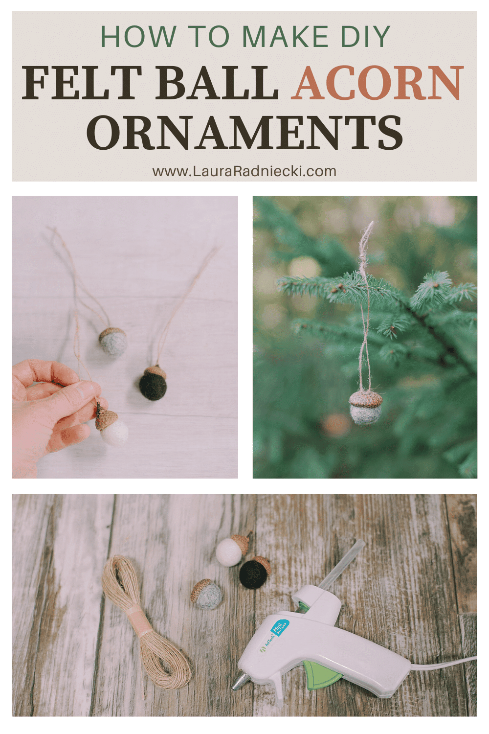 How to Make Felt Ball Acorn Ornaments