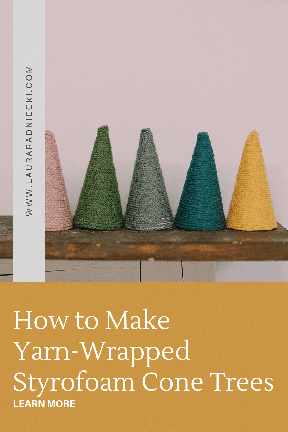 How to Make Yarn-Wrapped Syrofoam Cone Trees for Christmas
