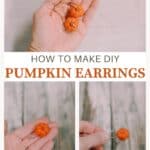 How to make DIY felt ball pumpkin earrings for fall.