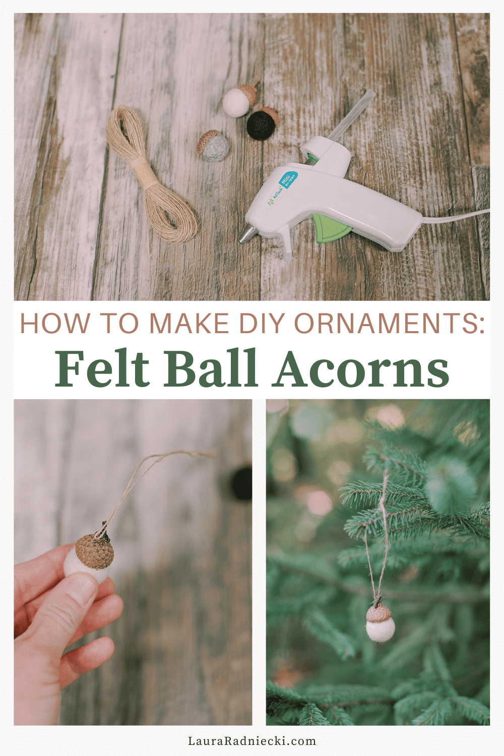 How to Make Felt Ball Acorn Ornaments