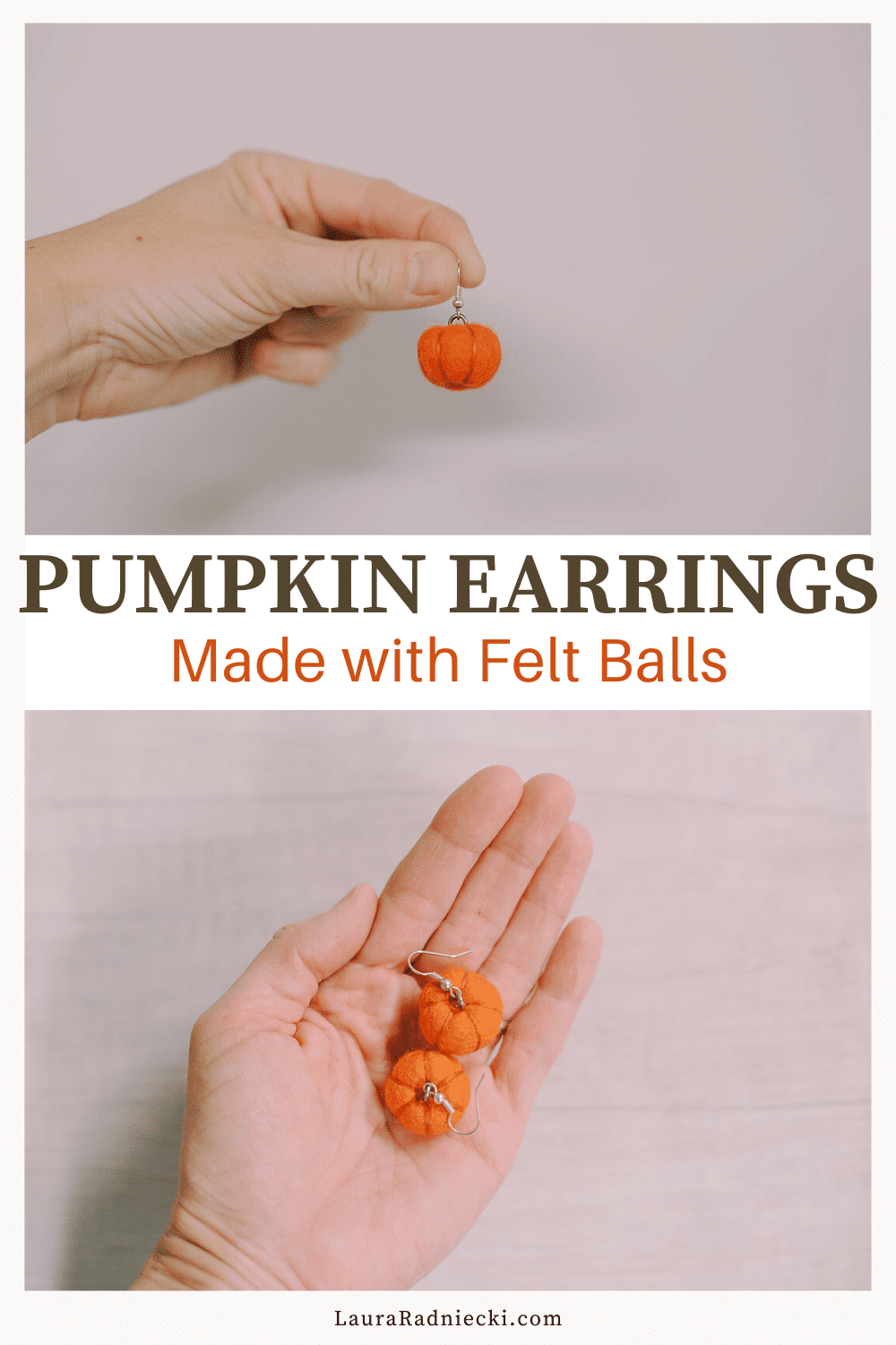 How to Make Felt Ball Pumpkin Earrings