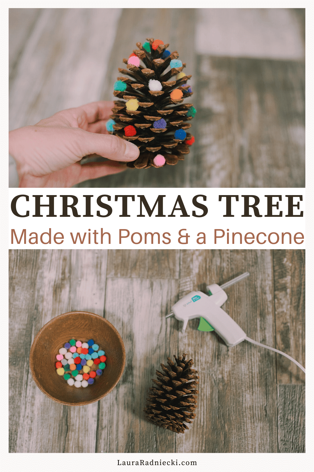 DIY Pom Pom Pinecone Christmas Trees