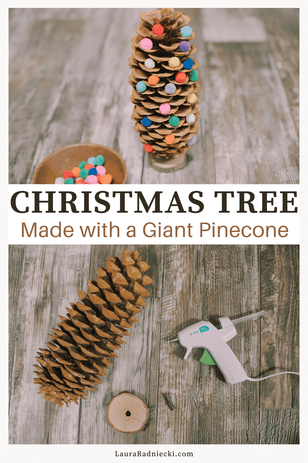 DIY Giant Pinecone Christmas Tree with Pompoms