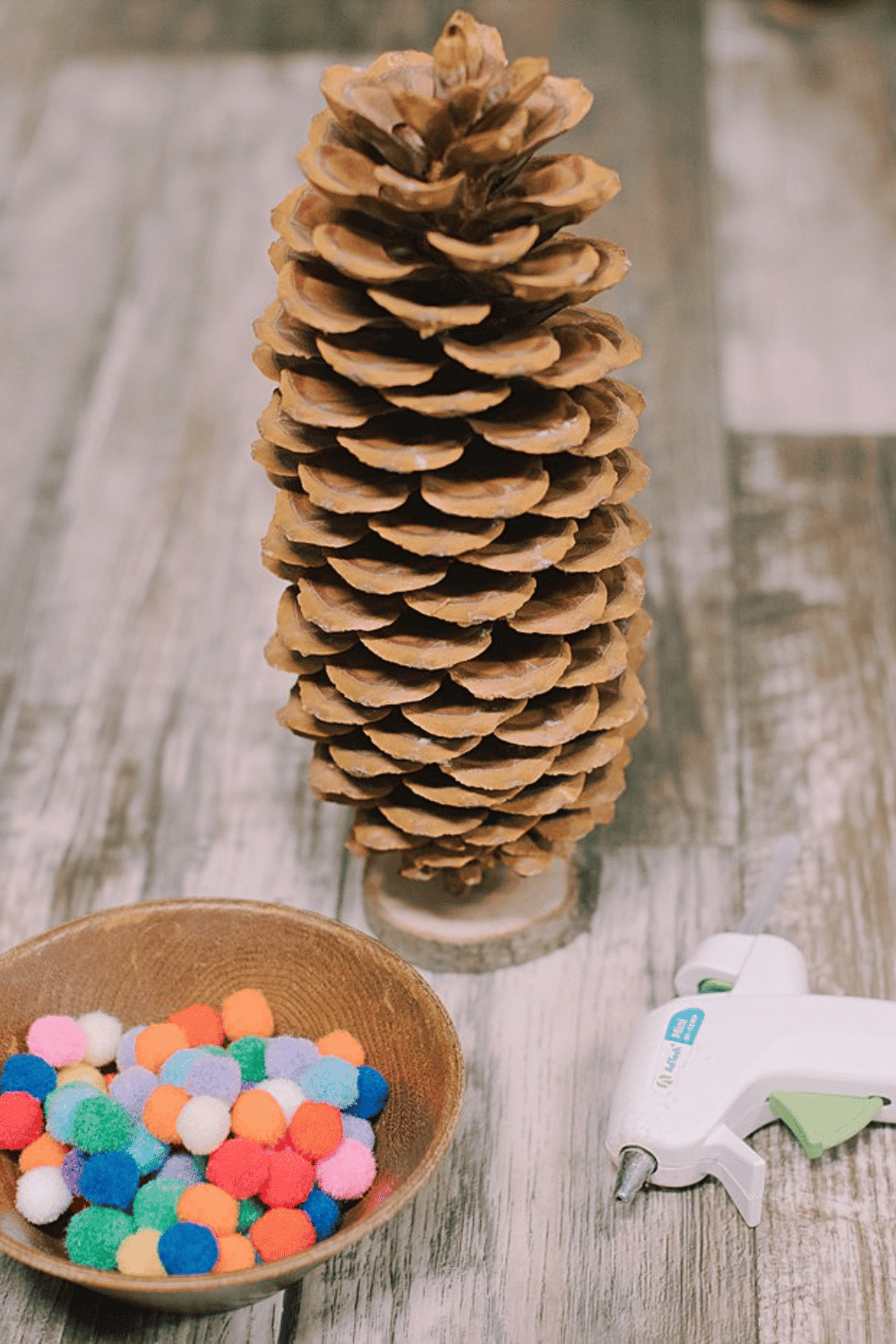 DIY Giant Pinecone Christmas Tree with Pompoms