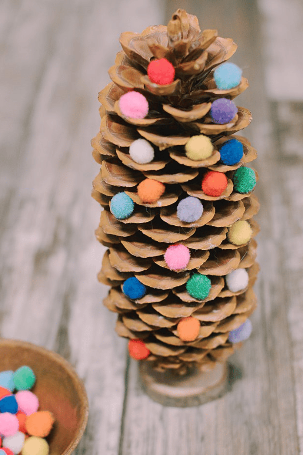 DIY Giant Pinecone Christmas Tree with Pompoms