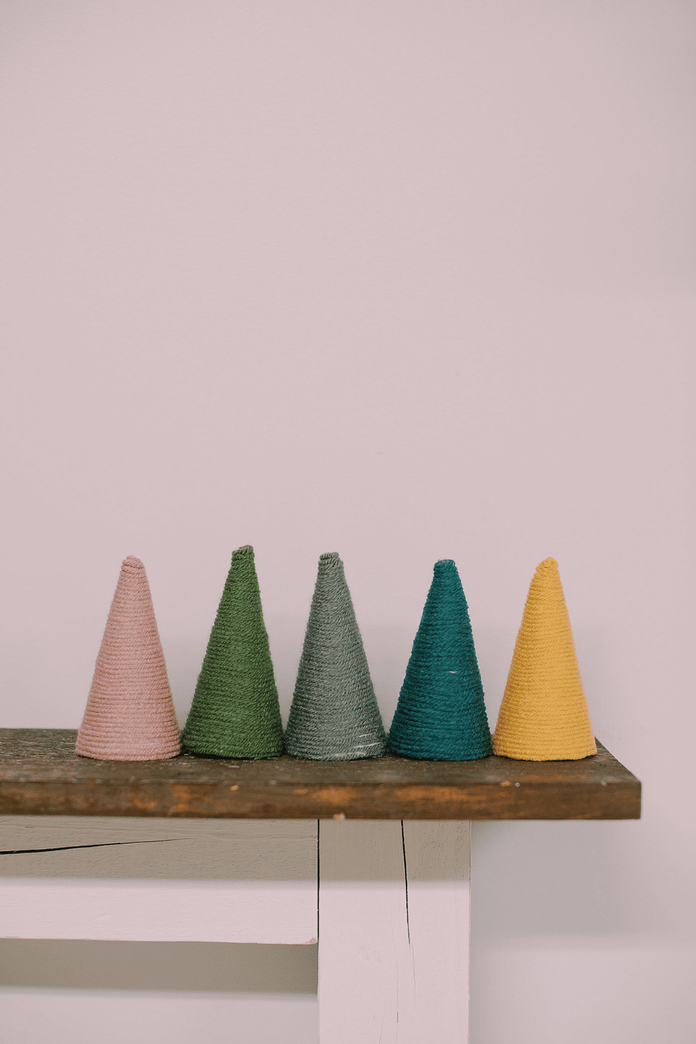 How to Make Yarn-Wrapped Syrofoam Cone Trees for Christmas