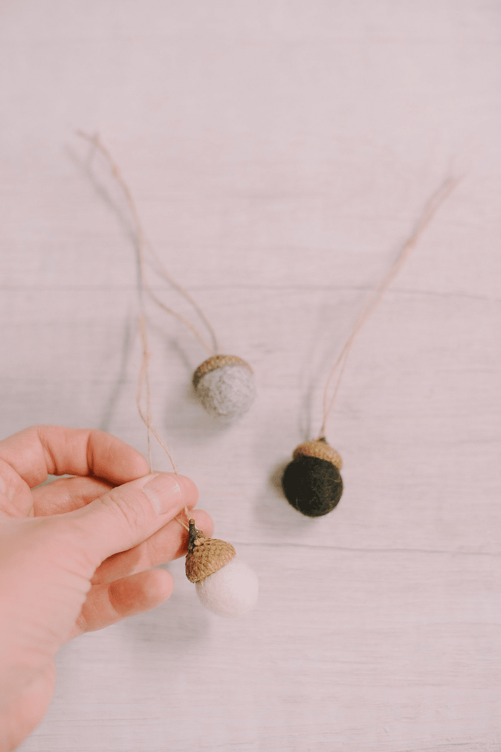 How to Make Felt Ball Acorn Ornaments