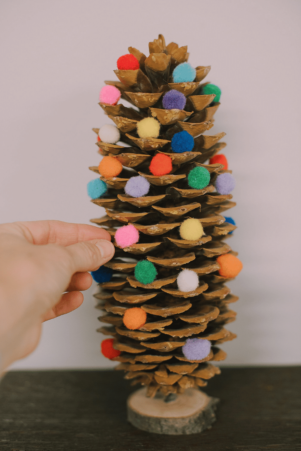 DIY Giant Pinecone Christmas Tree with Pompoms