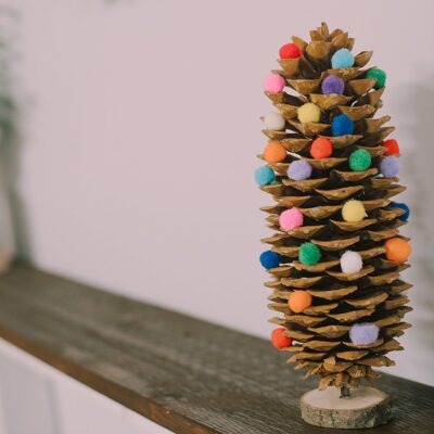 DIY Giant Pinecone Christmas Tree with Pompoms