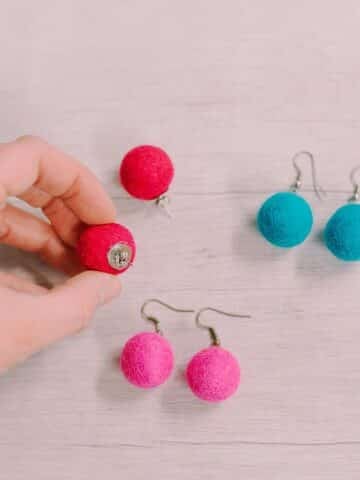 Learn how to make felt ball earrings in this easy craft tutorial. All you need are felt balls, earring backs, and glue!