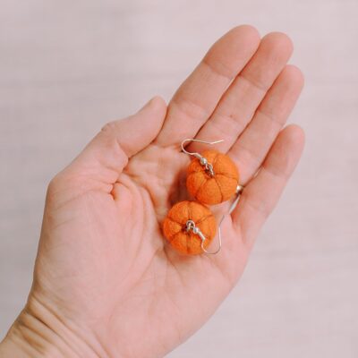 How to Make Felt Ball Pumpkin Earrings