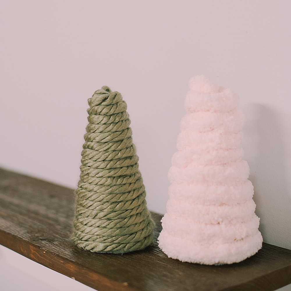 How to Make DIY Chunky Yarn-Wrapped Styrofoam Trees.