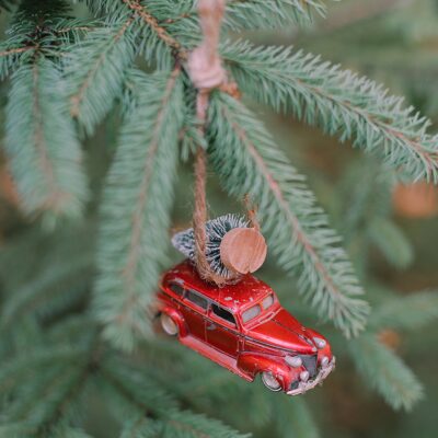 How to Make a DIY Ornament with Old Matchbox Car and Bottle Brush Tree