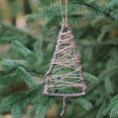 How to Make a Twine-Wrapped Stick Tree Ornament