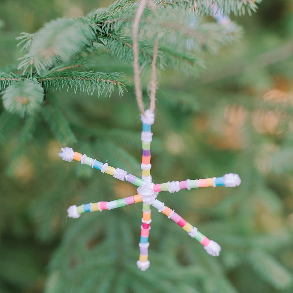 5 1/2in Silver Pipe Cleaner Snowflake Ornament