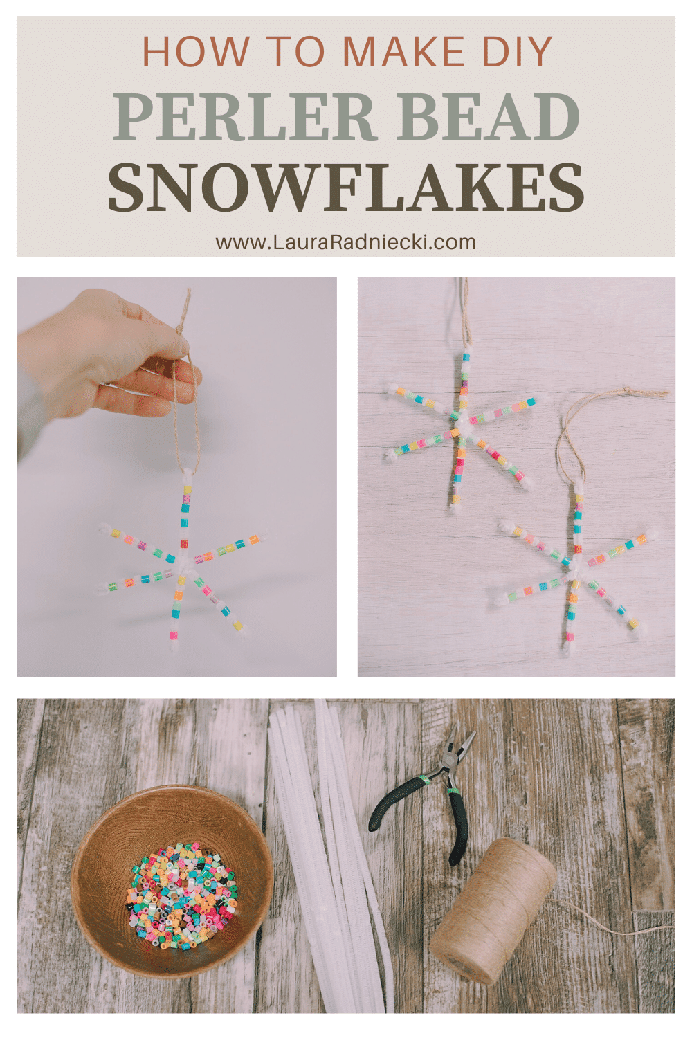 How to Make Perler Beaded Pipe Cleaner Snowflake Ornaments