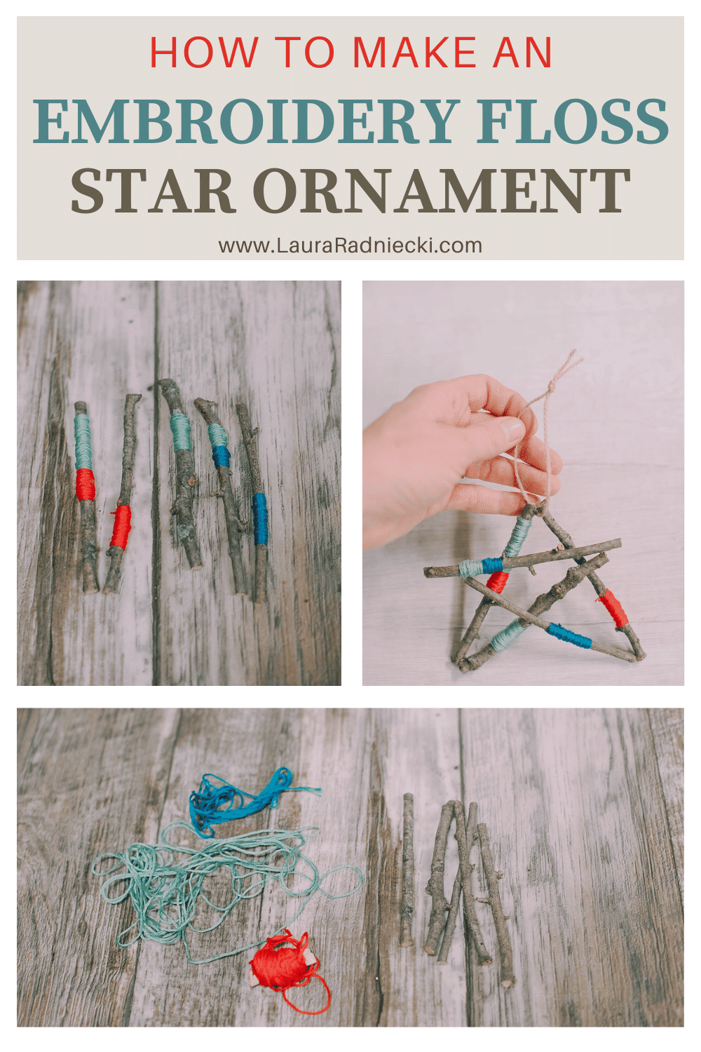 How to Make a Star Ornament out of Embroidery Floss Wrapped Sticks