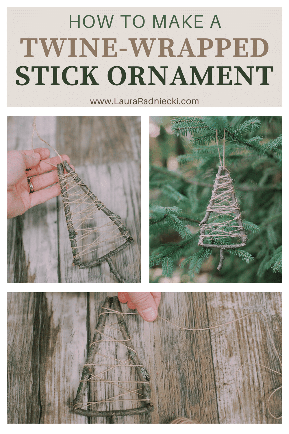 How to Make a Twine-Wrapped Stick Tree Ornament