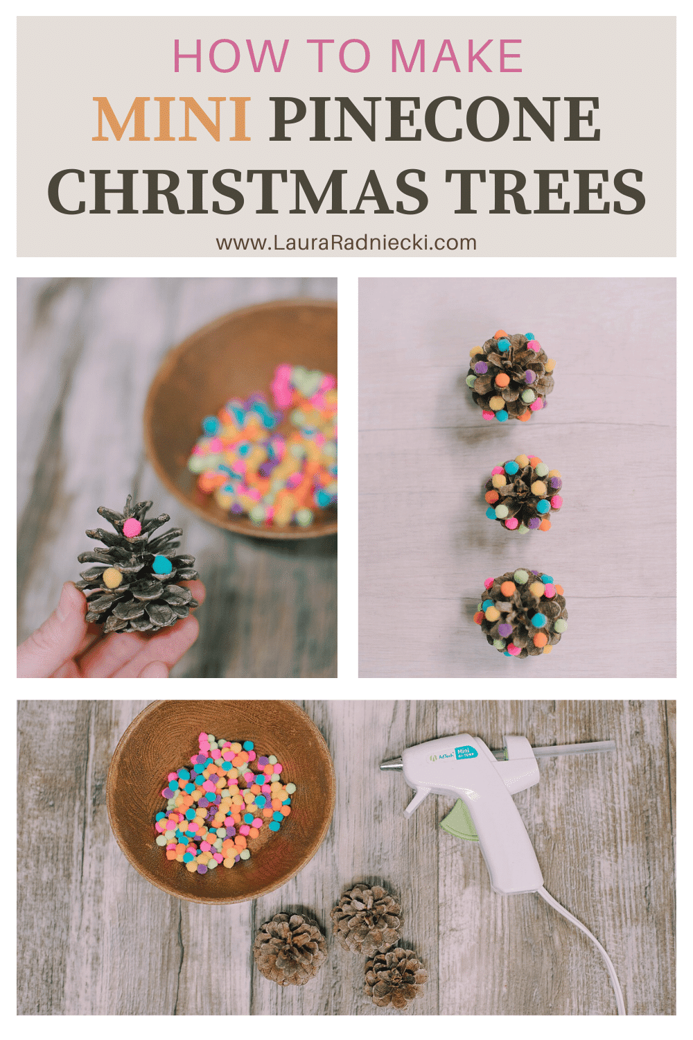 How to Make Mini Pompom Pinecone Trees