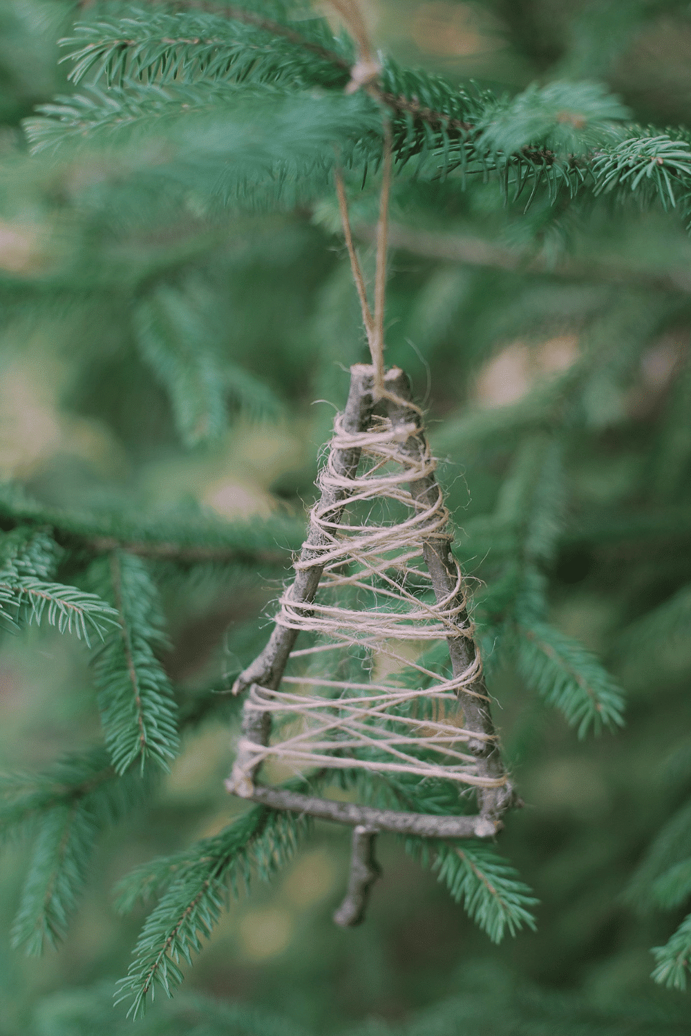 How to Make a Twine-Wrapped Stick Tree Ornament