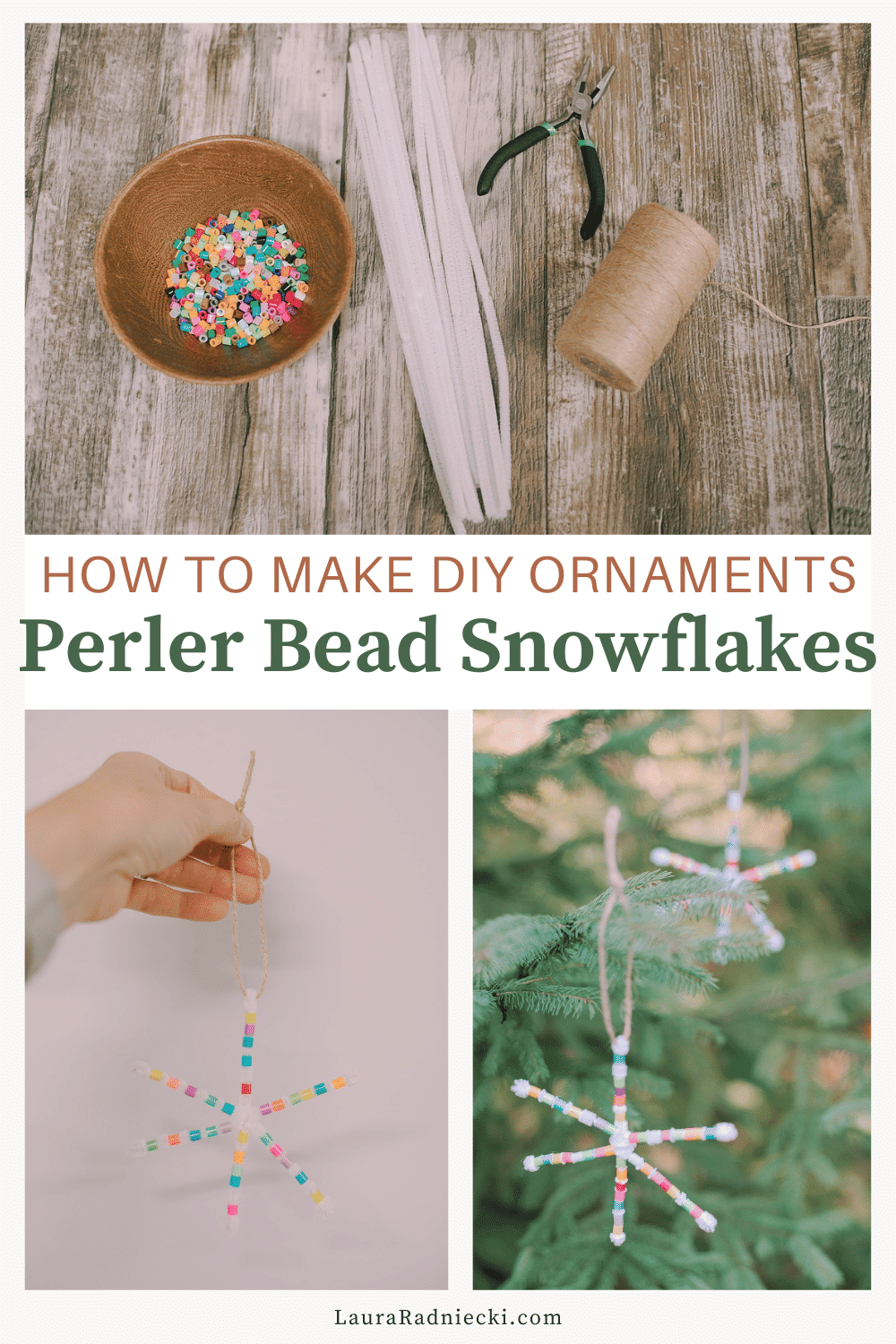 How to Make Perler Beaded Pipe Cleaner Snowflake Ornaments