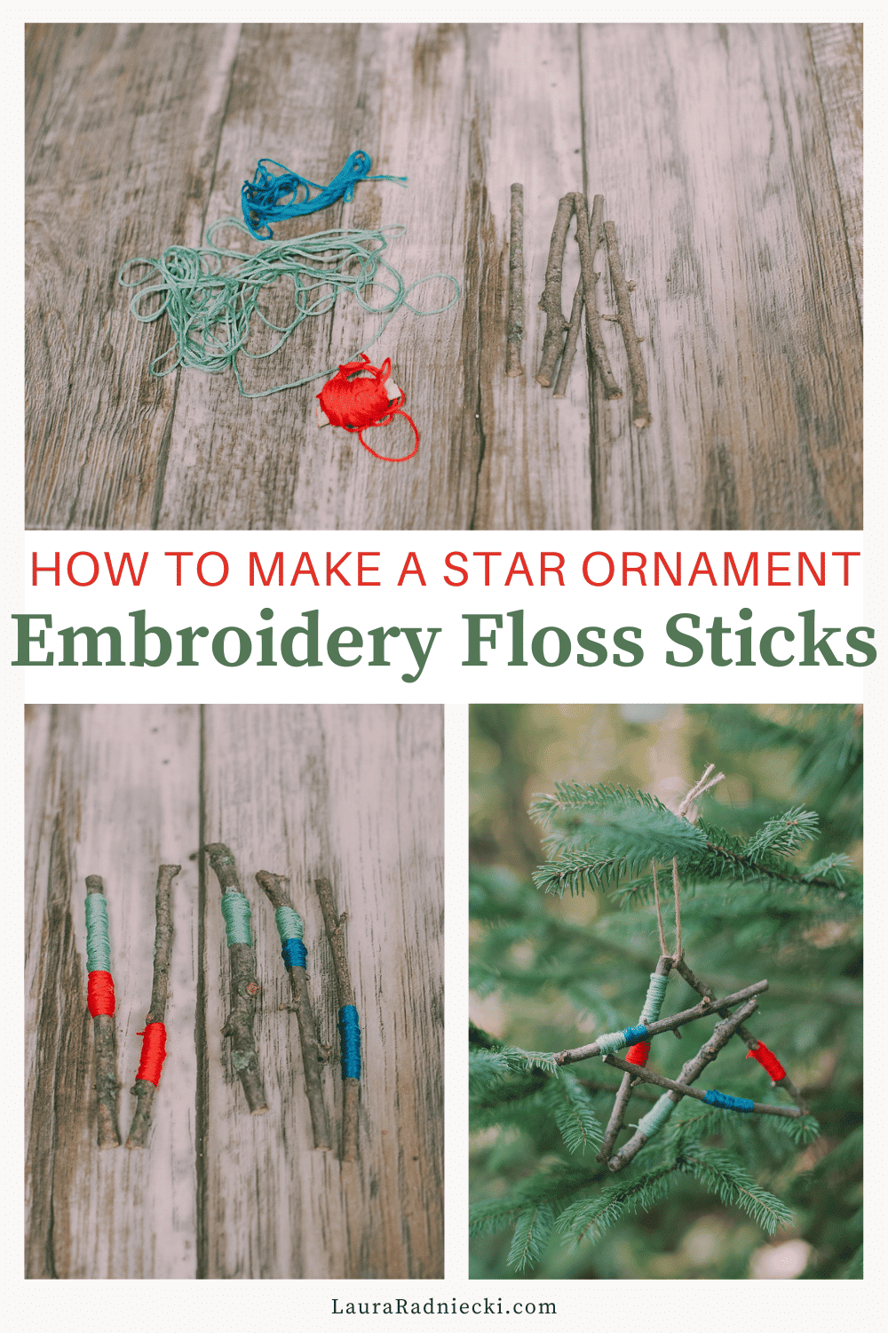 How to Make a Star Ornament out of Embroidery Floss Wrapped Sticks